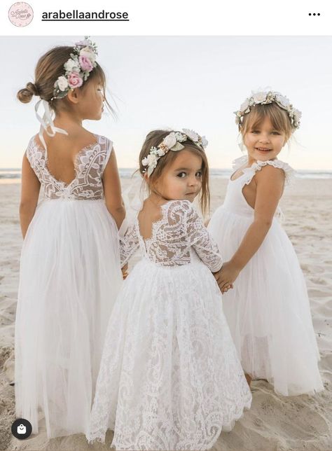 Miniature Bride Dresses Boho, Little Bridesmaid Dresses Flower Girls Wedding Ideas, Boho Flower Girl Dress Toddler, Toddler Wedding Outfit Girl, Flower Girl Dresses Beach, Beach Wedding Flower Girl Dress, Flower Girl Dress Beach Wedding, Flowergirls Dress, Beach Wedding Flower Girl