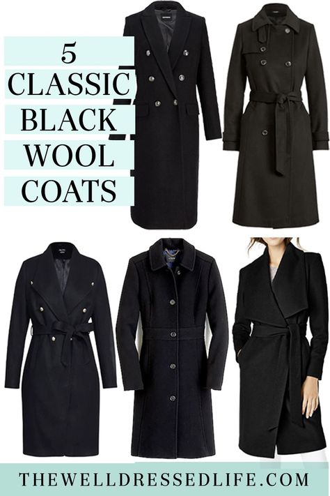 How To Style Black Wool Coat, Black Wool Coat Outfit, Black Wool Coat Women, Wool Coats For Women, Wool Coat Outfit, Black Coat Outfit, Long Wool Coat Women, Fall Coats, Black Dress Coat