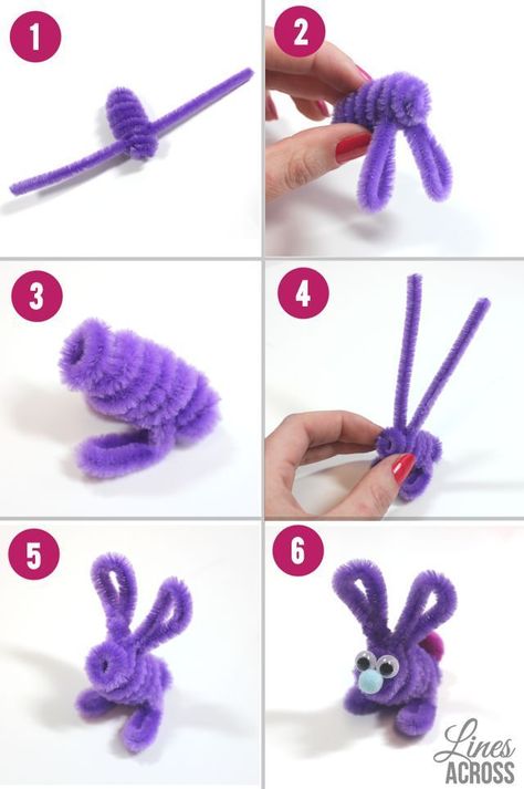 How to make cute little pipe cleaner bunnies and carrots... a perfect Easter craft for kids for spring. A full step by step tutorial. Craft Pipe Cleaner, Pipe Cleaner Animals, Pipe Cleaner Art, Pipe Cleaner Crafts, Easter Crafts For Kids, Childrens Crafts, Pipe Cleaner, Easter Fun, Animal Crafts