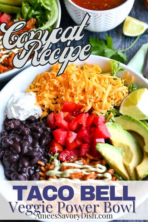 Taco Power Bowl, Taco Bell Bowl Recipe, Taco Bell Chicken Power Bowl Recipe, Veggie Taco Bowl, Taco Bell Cantina Bowl, Taco Bell Power Bowl Recipe Copycat, Taco Bell Power Bowl Recipe, Taco Bell Power Bowl, Vegan Taco Bell