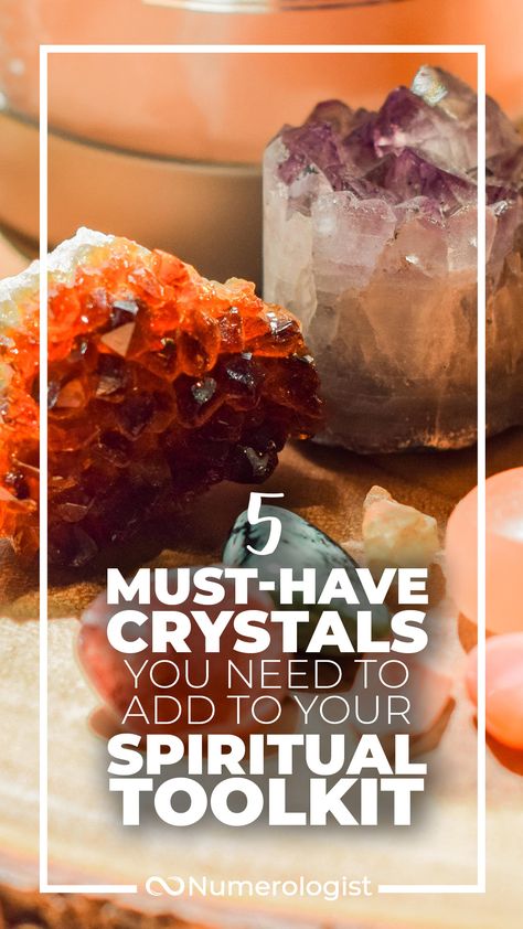 Talk about enhancing manifestation, healing or magic, Crystals are one of the most powerful tools for any kind of spiritual work!  Created deep within the earth over thousands of years, crystals harness the life-giving & healing energy of the Earth connecting us to her as soon as we come into contact with them.  If you're just starting out or a serial crystal hoarder, here are 5 Must-Have Crystals You Simply Need To Add To Your Spiritual Toolkit! Each specializes in a different area of energy. Magic Crystals, Spiritual Work, Spiritual Reading, Energy Cleanse, Spiritual Tools, Healing Meditation, Healing Energy, Spiritual Practices, Of The Earth