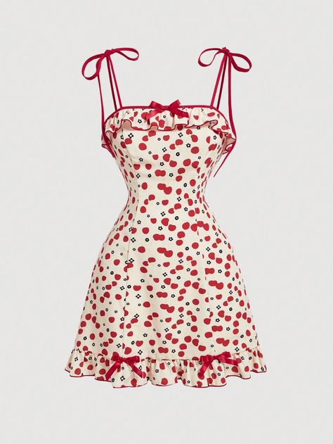 SHEIN MOD Women's Cherry Printed Short Dress,Summer DressI discovered amazing products on SHEIN.com, come check them out! Short Dress Summer, Red Summer Dresses, Printed Short Dresses, Glam Outfit, Cute Dress Outfits, Cherry Dress, Red Dress Short, Cherry Print, Sport Dress