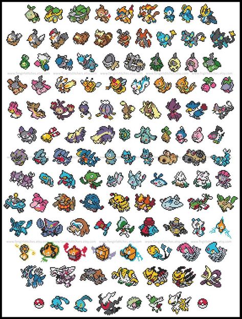 Stitch Pokemon, Pokemon Chart, Pokemon 100, Pixel Pokemon, Pokemon Cross Stitch, Pokemon Bead, Pokémon Diamond, Pokemon Sprites, Pixel Art Pokemon