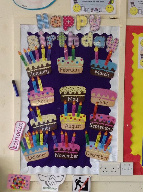 Birthdays Kindergarten Classroom, Class Birthday Calendar, Teacher Birthday Classroom Decoration, Birthday Calendar For Classroom, Birthday Board Classroom Preschool Ideas, Birthday Calendar Kindergarten, Happy Birthday Classroom Display, Happy Birthday Boards Classroom Ideas, Happy Birthday Preschool