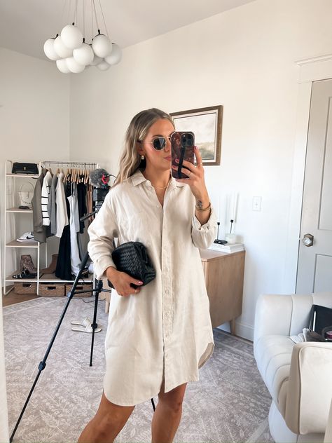 100% European Linen Shirt Dress curated on LTK Tunic Dress Outfit, Tunic Dresses Outfit, Linen Tunic Dress, White Linen Shirt, Linen Shirt Dress, Linen Tunic, European Linens, Wardrobe Ideas, Dress Outfit