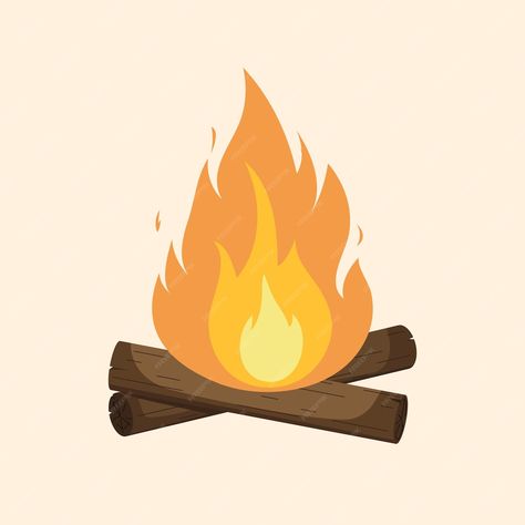 Premium Vector | Bonfire with logs camp fire Fuego Aesthetic, Campfire Drawing, Fire Illustration, Camping Drawing, Fire Camp, Space Iphone Wallpaper, Fire Vector, Labyrinth Design, Fire Drawing