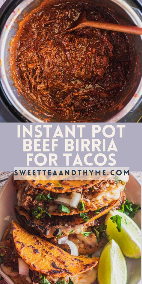 Birria Instant Pot, Birria Recipes, Instant Pot Birria Tacos, Instant Pot Birria, Birria Quesatacos, Barrio Tacos, Beef Birria Recipe, Birria Tacos, Spanish Cuisine