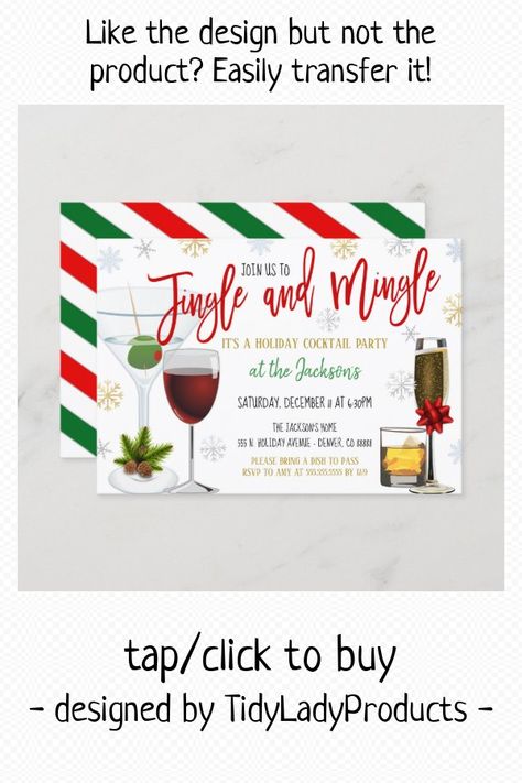 Cocktail Party Invite, Holiday Cocktails Christmas, Jingle And Mingle, Cocktails Christmas, Holiday Party Invite, Christmas Cocktail Party, Cocktail Party Invitation, Staff Party, Cocktails Party