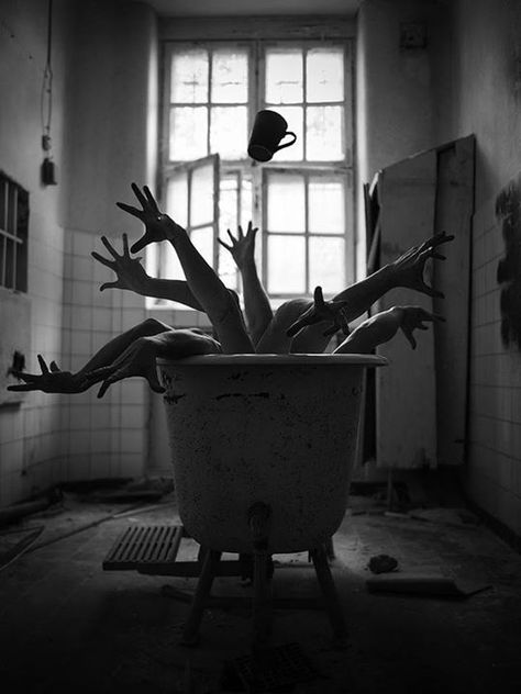 Coffee Time at the Asylum Art Sinistre, Creepy Photography, Horror Photography, Surrealism Photography, Arte Obscura, Foto Art, Creepy Art, Dark Photography, Arte Horror