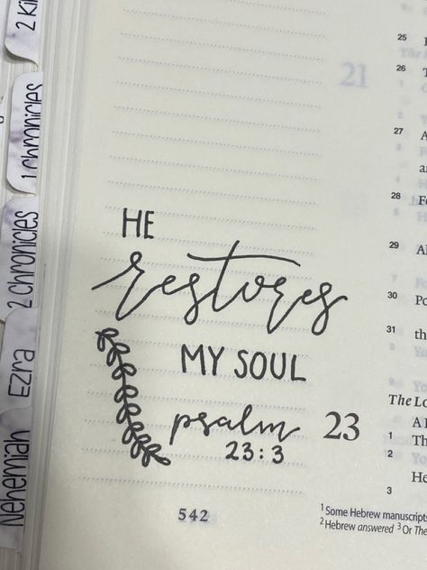 Bible Doodles Simple, Doodles Simple, Scripture Lettering, 2024 Journal, Psalm 23 3, Bible Lettering, Bible Doodles, Journaling Aesthetic, Inspire Bible