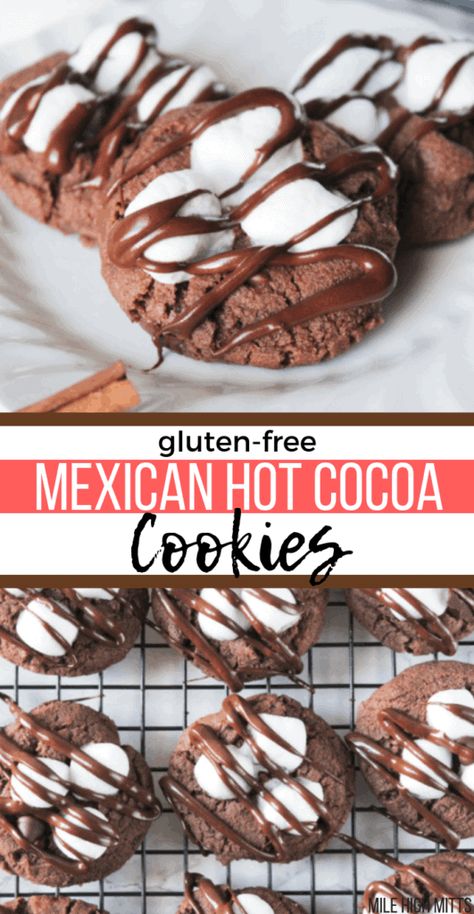 Gluten Free Xmas, Mexican Hot Cocoa, Gluten Free Christmas Baking, Gluten Free Christmas Treats, Gluten Free Christmas Desserts, Gluten Free Holiday Cookies, Gluten Free Christmas Cookies, Hot Cocoa Cookies, Gluten Free Holiday