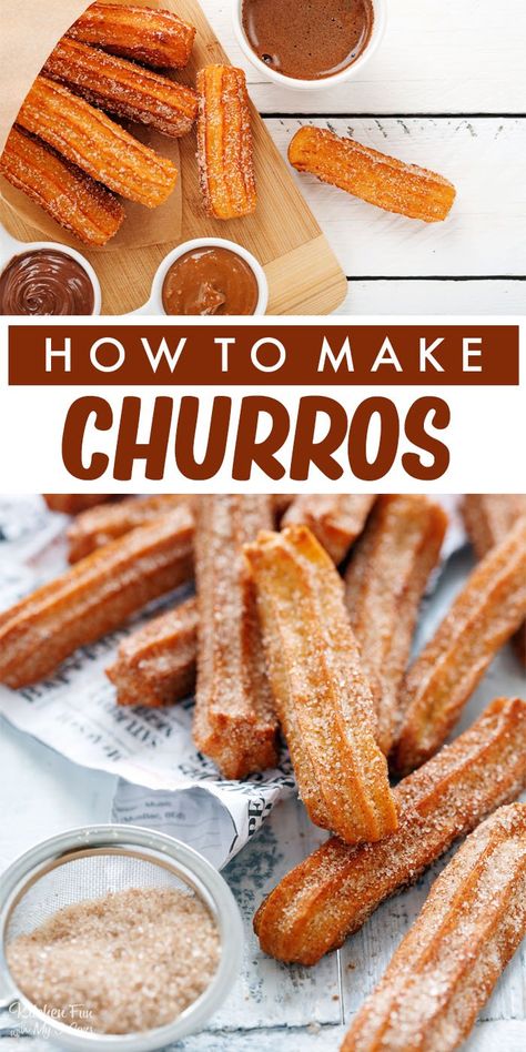 Churros Recipes, Best Churros Recipe, Make Churros, Easy Churros, Churro Recipe, Easy Churros Recipe, Homemade Churros, Churros Recipe, Mexican Dessert