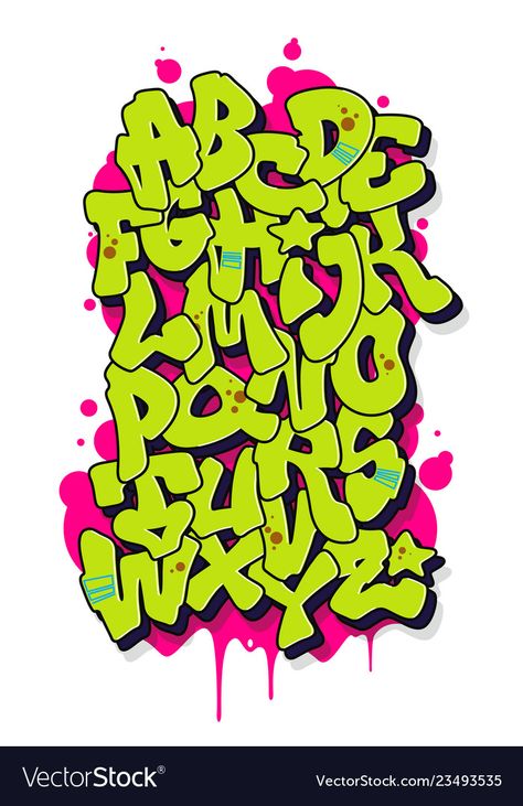 Comic Graffiti, Graffiti Alphabet Styles, Alphabet Graffiti, Graffiti Lettering Alphabet, Graffiti Art Letters, Graffiti Text, Schrift Design, Graffiti Words, Graffiti Lettering Fonts