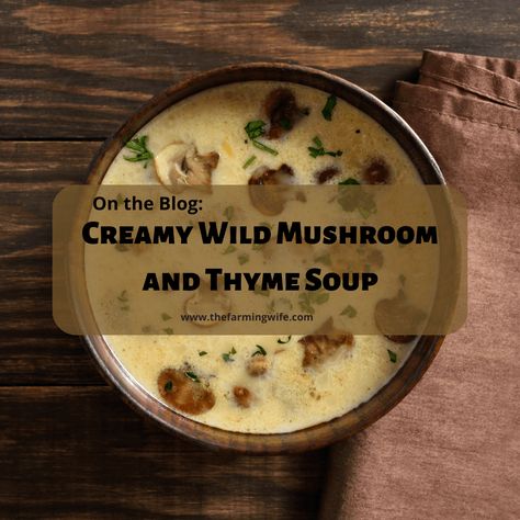 Creamy Wild Mushroom and Thyme Soup - The Farming Wife Mushroom Thyme Soup, Wild Mushroom Soup, Health Benefits Of Mushrooms, Mushroom Benefits, Mom Health, Mushroom Soup Recipes, Kitchen Witchery, Wild Mushroom, Farmers Markets