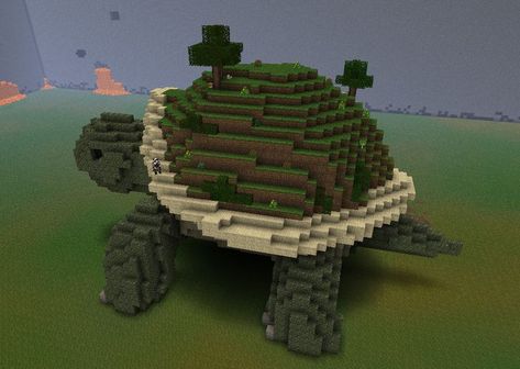 Creatures: Giant Tortoise Minecraft Project Chalet Minecraft, Construction Minecraft, Case Minecraft, Minecraft Statues, Minecraft Decoration, Minecraft Houses Blueprints, Giant Tortoise, Minecraft Cottage, Diy Minecraft