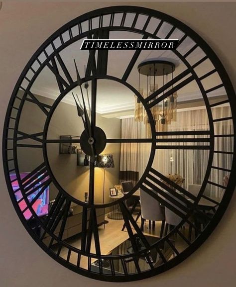 Large Mirrored Wall Clock, Large Black Wall Clock, Extra Large Wall Clock, Large Wall Clock Modern, Colored Mirror, Mirror Wall Clock, Mirrored Wall, Large Wall Mirror, Space Planets