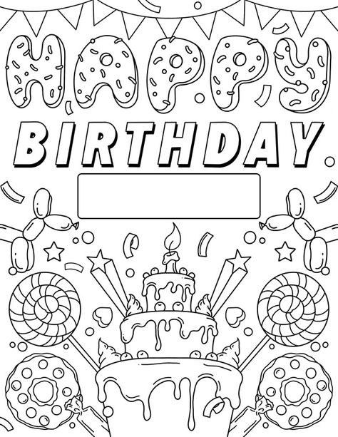 Color our free happy birthday coloring page that's also a free printable birthday sign. Get this free birthday sign to print, then hang or use for a birthday parade! Name Coloring Pages, Crayola Coloring Pages, Happy Birthday Coloring Pages, Happy Birthday Printable, Birthday Coloring Pages, Happy Birthday Signs, Birthday Banners, Birthday Card Printable, Birthday Printables