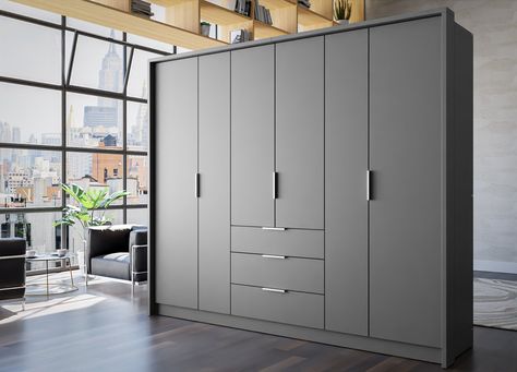 Grey Wardrobe, Large Wardrobe, Grey Drawers, Large Wardrobes, Bedroom Cupboard, Wardrobe Designs, Bedroom Cupboard Designs, Wardrobe Drawers, Wardrobe Handles