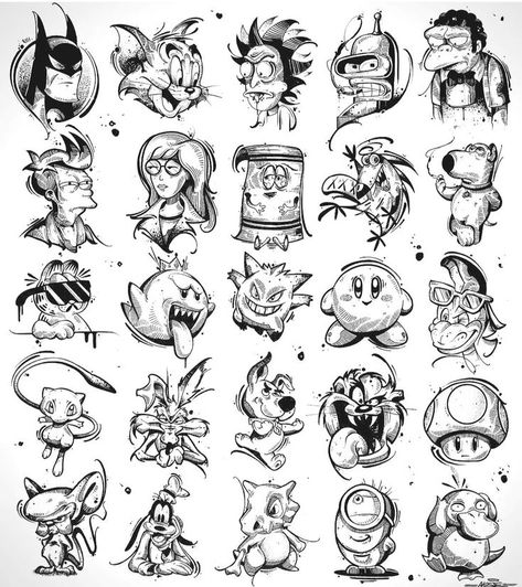 Tmnt Tattoo Ideas Small, Cartoon Patchwork Tattoo, 90s Cartoon Tattoo Designs, 90s Flash Tattoo, Gamer Graffiti, Small Unique Tattoos For Men, Flash Tattoo Sleeve, Flash Sketch, Collage Tattoo