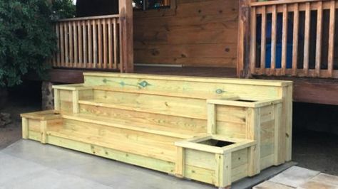 Patio Stairs, Porch Stairs, Front Porch Steps, Patio Steps, Deck Steps, Patio Deck Designs, Outdoor Steps, Deck Designs Backyard, Deck Stairs