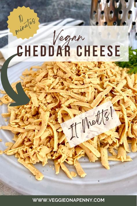 The best and easiest vegan shreddable cheddar cheese. And it melts! Save half the cost of buying this and keep extras in your freezer to have on hand for your favorite lasagna, pizza, or cheesy garlic bread. Shreddable Vegan Cheddar Cheese, Lasagna Pizza, Vegan Shredded Cheese, Cheddar Cheese Recipes, Dairy Free Cooking, Vegan Cheddar Cheese, Shredded Cheddar Cheese, Vegan Cheddar, Vegan Mozzarella