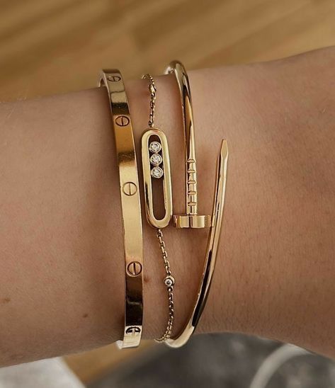 Cartier Dainty Bracelet, Messika Bracelet Stack, Messika Jewelry Aesthetic, Cartier Bracelet Aesthetic, Cartier Bracelet Stack, Messika Bracelet, Messika Jewelry, Accessories 2023, Fancy Jewelry Necklace