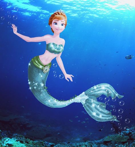 Anna Fanart, Royal Mermaid, Elsa Mermaid, Disney Mermaids, Frozen Mermaid, Hey Cutie, Disney Queens, Mermaid Disney, Princess Anna