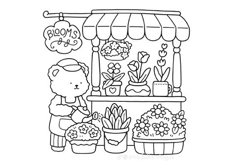 Coco Wyo Little Corner, Coco Wyo, Ipad Painting, Bobbie Goods, Bear Coloring Pages, Detailed Coloring Pages, Easy Coloring Pages, Black And White Painting, 자수 디자인