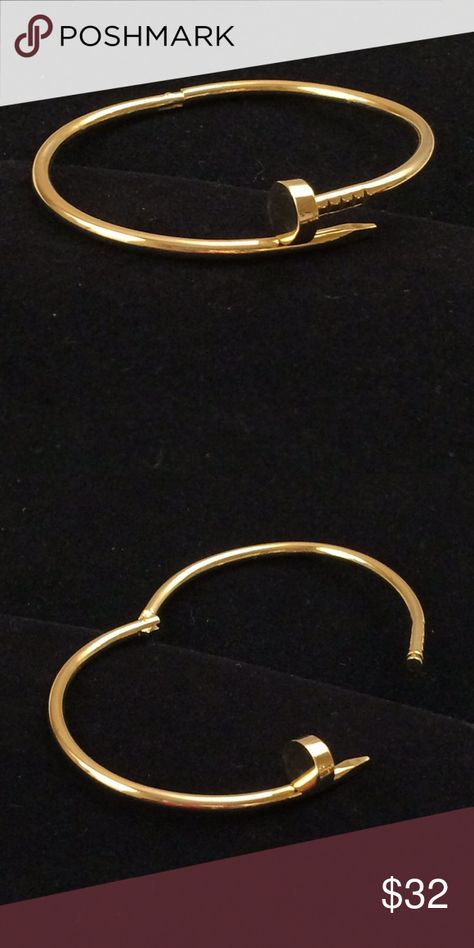 HOLIDAY SALE! Nail Bracelet 18K Real Gold Plated! HOLIDAY SALE! TOP QUALITY‼️Silver & Stainless Steel With 18K Gold Plated Nail Screw Cuff Bangle Bracelet‼️Women's Jewelry‼️ Jewelry Bracelets Nail Bangle Cartier, Brands Jewelry, Nail Bangle, Mens Bracelet Designs, Cartier Love Ring, Nail Bracelet, Gold Jewelry Stores, Gold Bangles Design, Cuff Bangle Bracelet