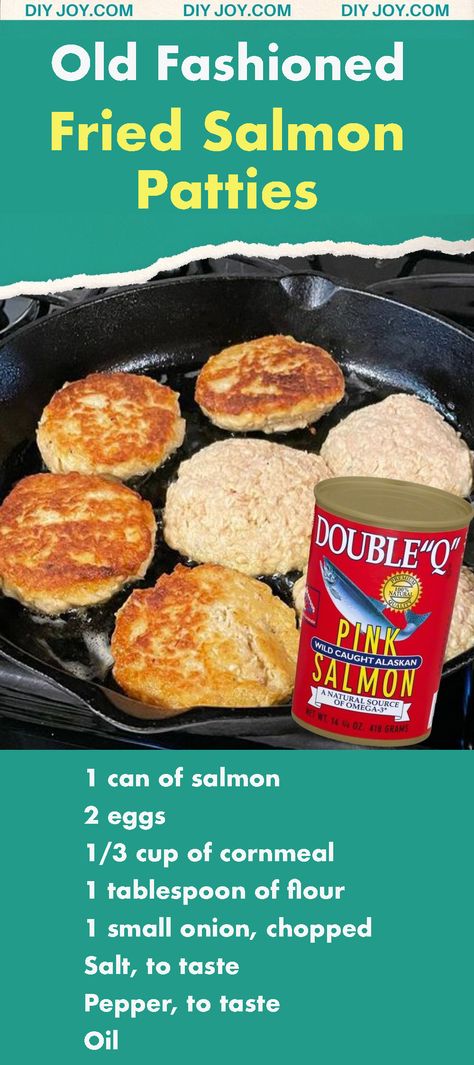 Old-Fashioned Fried Salmon Patties Recipe Fried Salmon Patties Recipe, Fried Salmon Patties, Canned Salmon Recipes, Salmon Patties Recipe, Easy Salmon Recipes, Fried Salmon, Patties Recipe, Shellfish Recipes, Salmon Cakes