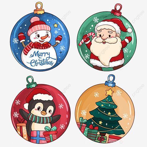 Christmas Characters Cartoon, Christmas Ball Illustration, Christmas Gift Clip Art, Happy Christmas Images, Happy Winter Holidays, Xmas Illustration, Christmas Tree Illustration, Ball Cartoon, Xmas Sticker