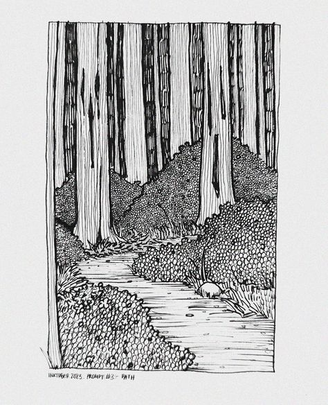 where will it take you? Inktober 2023_day 3_path @inktober #inktober #inktober2023 #inktoberpath #inktober2023path #path #woods #forest #art #artistoninstagram #traditionalart #inkart #ink #blackandwhite #illustration Ink Illustrations Forest, Forest Drawing Ink, Forest Illustration Black And White, Black Ink Drawing Ideas, Woods Illustration Forests, Black And White Forest Drawing, Forest Path Tattoo, Inktober 2023 Path, Sequoia Drawing