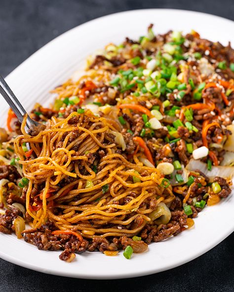 Ground Beef Recipes | Marion's Kitchen Hoisin Beef Noodles, Hoisin Beef, Wok Recipes, Marion's Kitchen, Beef Noodles, Sunday Dinners, Asian Noodles, Asian Foods, Beef And Noodles