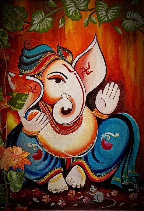 Ganesh Miniature Painting, Krishna Ji Acrylic Painting, Ganpati Oil Painting, Ganesh Ji Acrylic Painting On Canvas, Creative Ganesha Painting, Lord Ganesha Acrylic Painting, Ganpati Ji Painting, Kanha Ji Canvas Painting, Ganpati Drawing Canvas