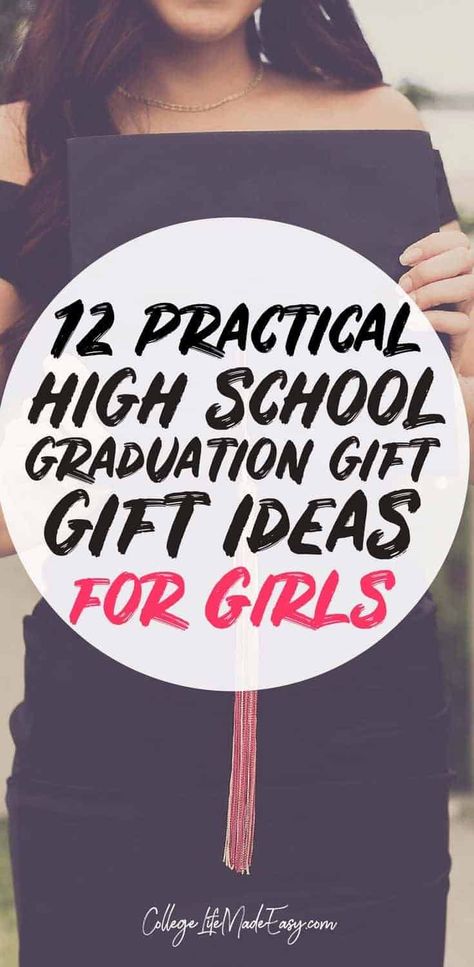 High School Graduation Gift Ideas - for her. Treat your daughter with one of these original and useful ideas. Graduating senior girls will love getting these gifts! Inexpensive options included, click to read. #giftguide #graduationgift #graduated #giftsforher #giftideas #giftsforcollege #giftsforgirls What To Give For Graduation Gift, Adopt A Senior High School Gift Ideas, Graduation Baskets High School, Gifts For Graduates High Schools, Gifts For Graduation High Schools, Gift Ideas For High School Graduates, Class Of 2023 Gift Ideas, Graduation Gifts From Teacher To Student, High School Graduation Basket Ideas