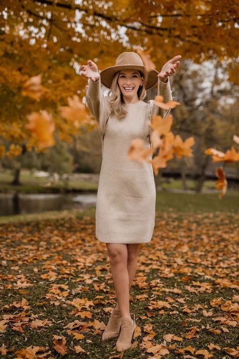 10 Best Affordable Sweater Dresses for Fall: Cute sweater dress outfits to wear with boots for fall. #sweaterdress #sweaterdresses #sweaterdressoutfit #sweaterdresswithboots #fallsweaterdress Fall Sweater Dress Outfits, Cream Sweater Dress Outfit, Fall Booties Ankle Boots, Long Sweater Dress Outfit, Sweater Dresses For Fall, Sweater Dress Outfit Fall, Fall Dress Trends, Cream Sweater Dress, Dresses For Fall