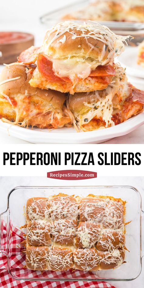 Pepperoni Pizza Sliders are cheesy, saucy, pepperoni-packed mini sandwiches that are easy to make and perfect for family dinner or game day. Dinner Recipes With Pepperoni, Recipes Using Pepperoni, Recipes With Pepperoni, Pepperoni Sliders, Pepperoni Sandwich, Pepperoni Pizza Sliders, Pizza Grilled Cheese Sandwich, Pizza Sliders, Pepperoni Recipes