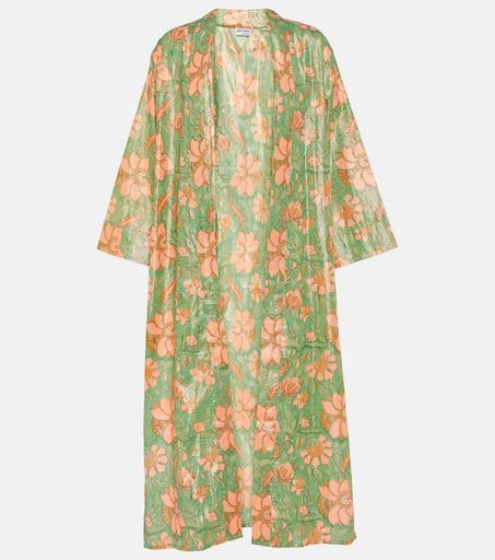 Floral cotton lamé kimono in multicoloured - Juliet Dunn | Mytheresa Juliet Dunn, Cover Beachwear, Beach Covers, Maternity Wear, Kelly Green, Designing Women, Color Design, Cover Up, Loose Fitting