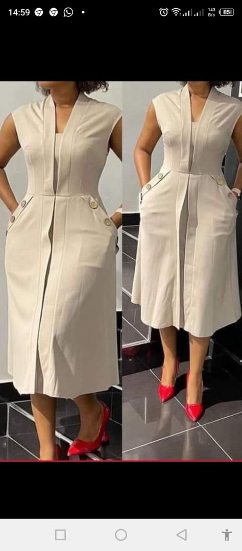 Dress With Zipper In Front Style, Italian Silk Dress Styles, Smart Casual Dress Outfit, Office Formals For Women, Work Dresses For Women Office Outfits, Nice Dresses Classy, Plain Dress Designs, African Dress Patterns, Silk Dress Fashion