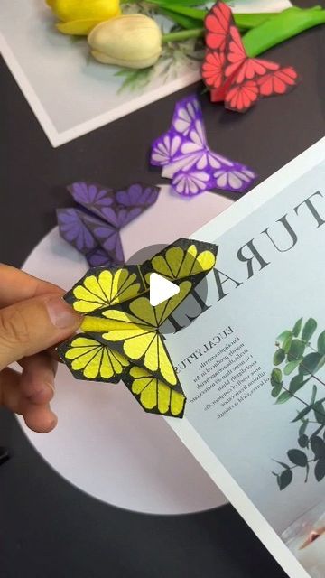 Fantasy Diy, Fantasy Butterfly, Craft Ideas Paper, Diy Paper Butterfly, Butterfly Bookmark, Kids Handicraft, Paper Craft Ideas, Origami Butterfly, Paper Butterfly