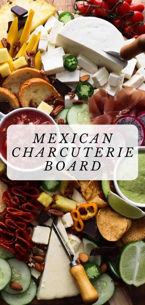 This Mexican charcuterie board is perfect for game day, a holiday gathering, or any sort of party you may be hosting! A little something for everyone: cheeses and meats, chips and salsa, fresh tropical fruit...this Mexican charcuterie board is sure to be a hit! Enjoy! Chips And Salsa Charcuterie Board, Mexican Charcuterie Board, Mexican Charcuterie, Hotel Hacks, Mexican Appetizers, Simple Farmhouse, Seasonal Living, Delicious Appetizer Recipes, Charcuterie Inspiration