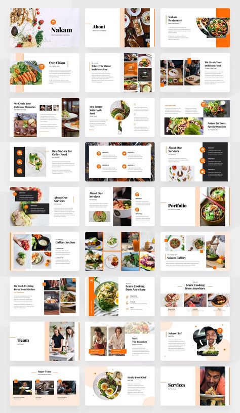 Food Powerpoint Presentation, Food Pitch Deck, Restaurant Presentation Design, Restaurant Leaflet, Food Presentation Design, Restaurant Food Presentation, Catering Presentation, Kitchen Presentation, Restaurant Presentation