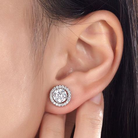 Silver Studs Earrings, Real Diamond Earrings Studs, Solitaire Earrings Studs, 1 Carat Diamond Earrings, White Stone Earrings, Diamond Ear Studs, Real Diamond Earrings, Round Diamond Earrings, Diamond Earrings Design