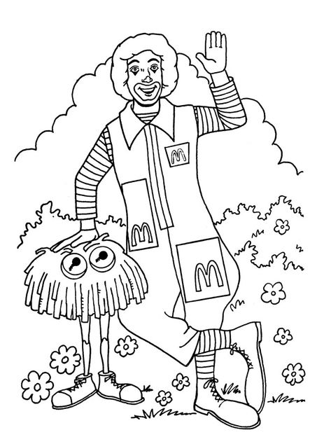 Ronald McDonald Coloring Pages | Coloring Books at Retro Reprints - The world's largest coloring book archive! Mcdonald’s Coloring Pages, Mcdonalds Coloring Pages, Grimace Shake, Food Characters, Amazon Coloring Books, Mcdonalds Gift Card, Superhero Coloring, House Colouring Pages, Spring Coloring Pages