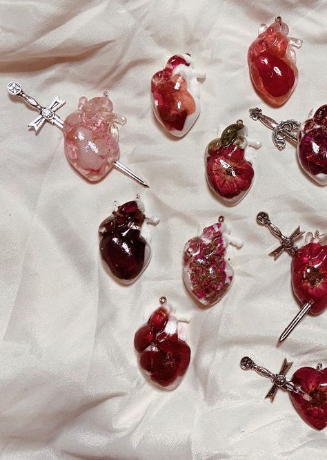 Glass Hearts, A Cross, Red Aesthetic, Pretty Jewellery, Cute Jewelry, The White, Just In Case, Brooches, Mood Board