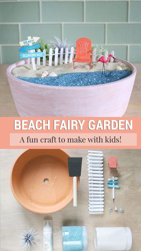 Beach Fairy Garden Ideas Diy, Garden Buckets, Miniature Beach Scene, Beach Fairy Garden, Beach Crafts Diy, Decoration Buffet, Fairy Garden Pots, Indoor Fairy Gardens, Fairy Garden Ideas