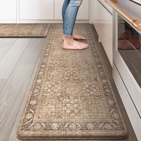 Rustic Farmhouse Kitchen Mats, Rustic Kitchen Rug, Carpet For Kitchen, Timeless Kitchen Decor, Kitchen Mats Floor Ideas Modern, Rugs In The Kitchen, Anti Fatigue Kitchen Runner, Cottagecore Flooring, Kitchen Mats Floor Ideas