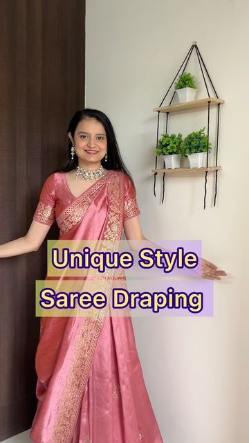 Banarasi Saree Look For Party, Silk Saree Lehenga Style Draping, Different Styles To Wear Saree, Silk Saree With Belt Style, Sadi Draping Styles Ideas, How To Style Organza Saree, Front Pallu Saree Draping, Unique Saree Designs Party Wear, Saree Wrapping Ideas