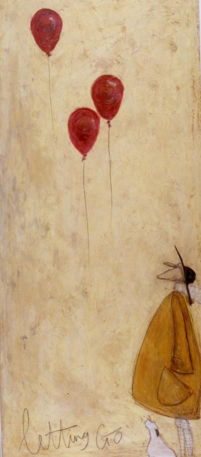 Sam Toft - Letting Go The Art Of Letting Go Pictures, Sam Toft Art, Letting Go Of Balloon, Letting Go Artwork, Healing Modality, Red Balloon, Birthday Happy, Whimsical Art, Health Issues