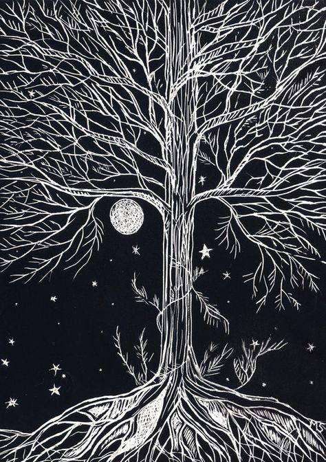 Life Tree Drawing, Scratch Paper Art, Black And White Artist, Scratchboard Art, Black Paper Drawing, Original Ink Drawing, Sacred Tree, Scratch Art, Image Nature